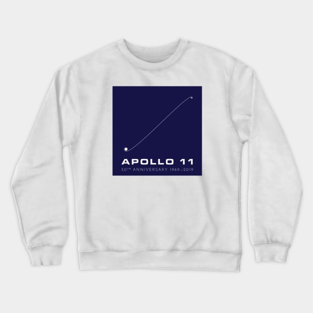 Apollo 11 50th Anniversary, Trajectory Blue Crewneck Sweatshirt by Markadesign